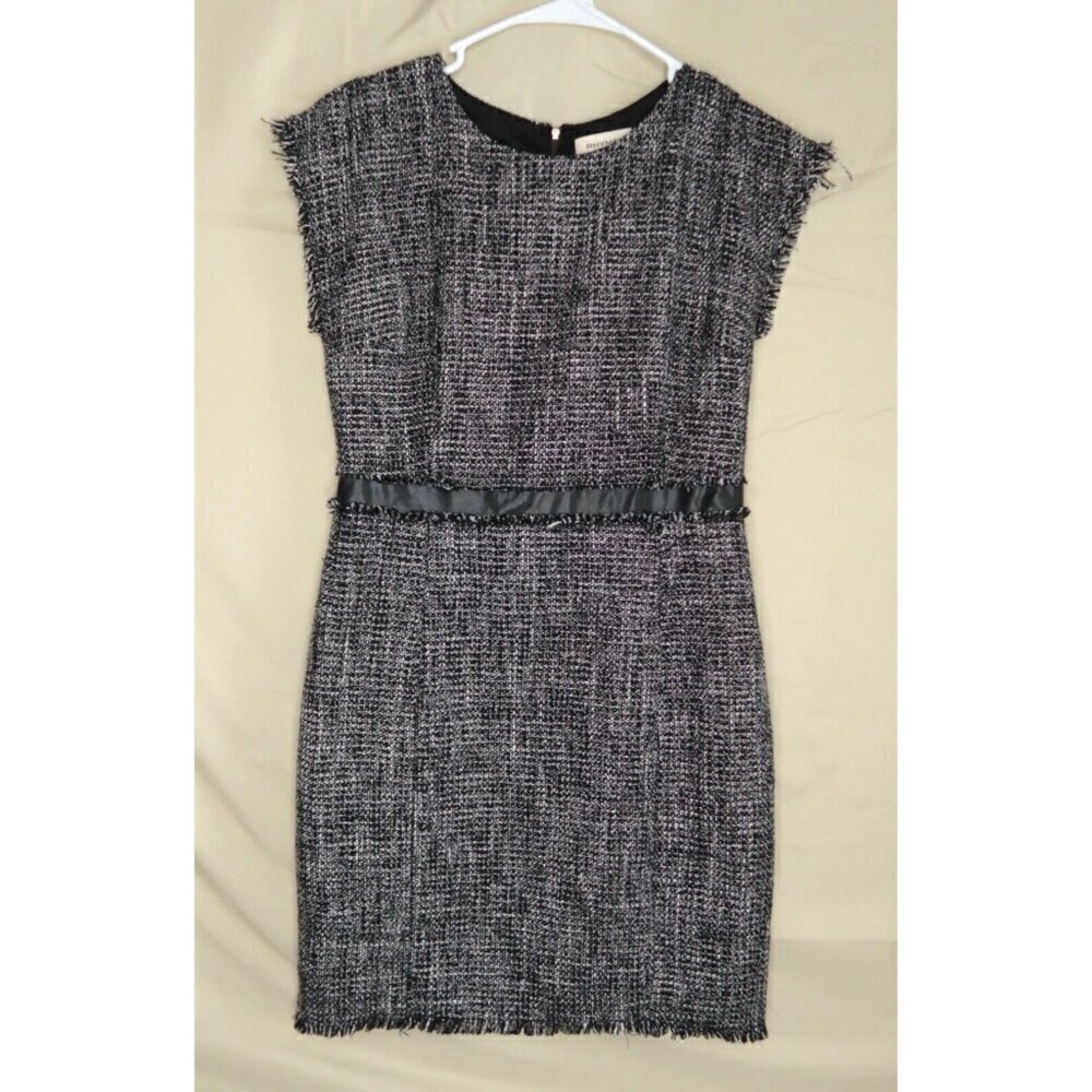 Rhyme Los Angeles Gray Tweed Sheath Mini Dress Silver Weave Women's Size XS